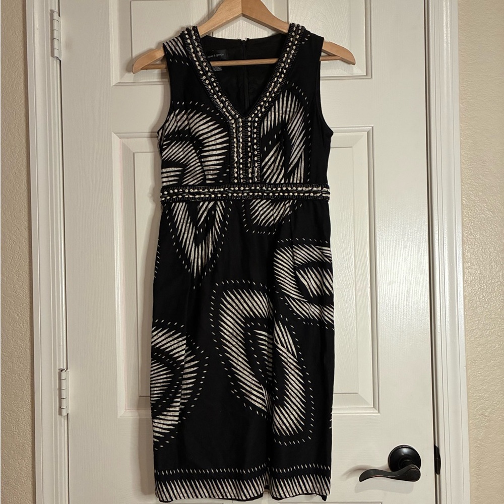 Cable & Gauge Black and White Patterned Midi Dress
